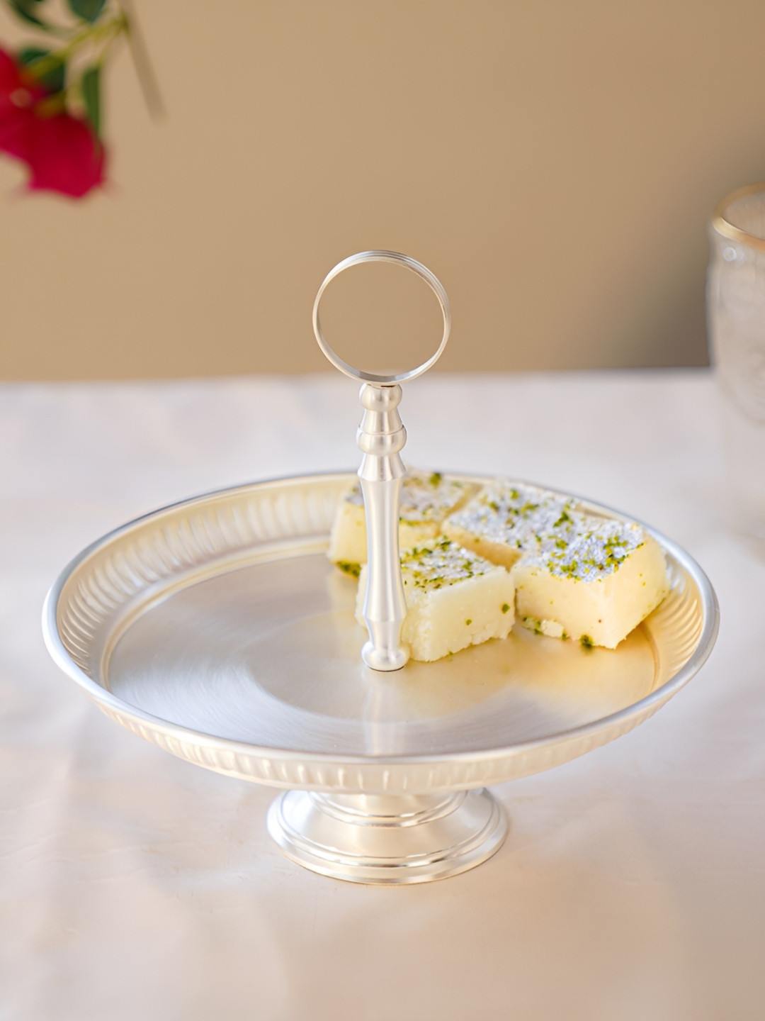 JAYPORE Silver-Toned Brass Easy to Clean Serving Tray