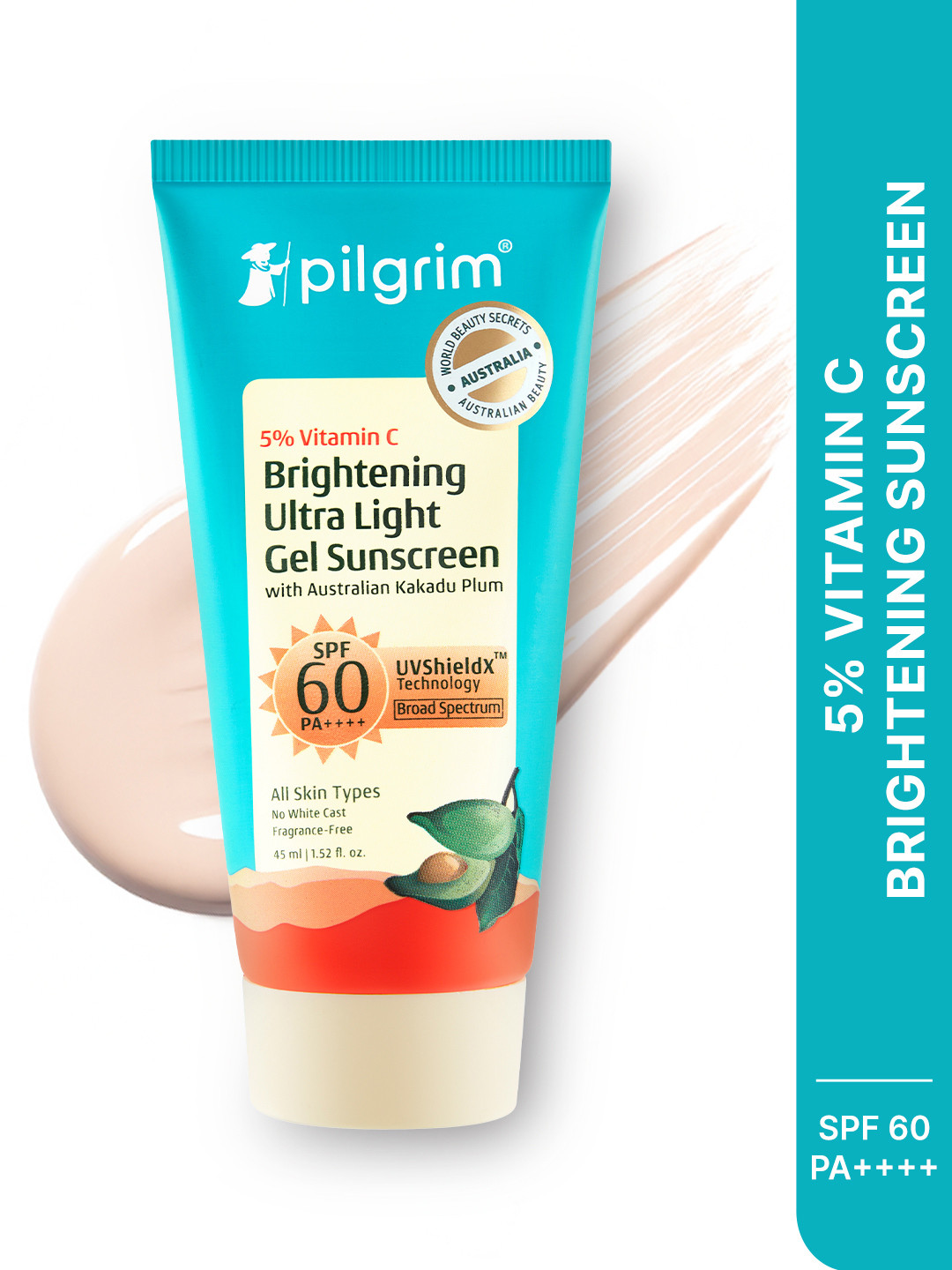 Pilgrim 5% Vitamin C Brightening Ultra Light Gel Sunscreen SPF 60 PA++++ - 45 ml