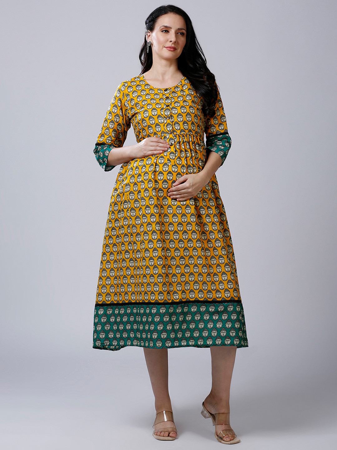 Mom For Sure by Ketki Dalal Women Abstract Printed Pure Cotton Maternity Ethnic Dresses