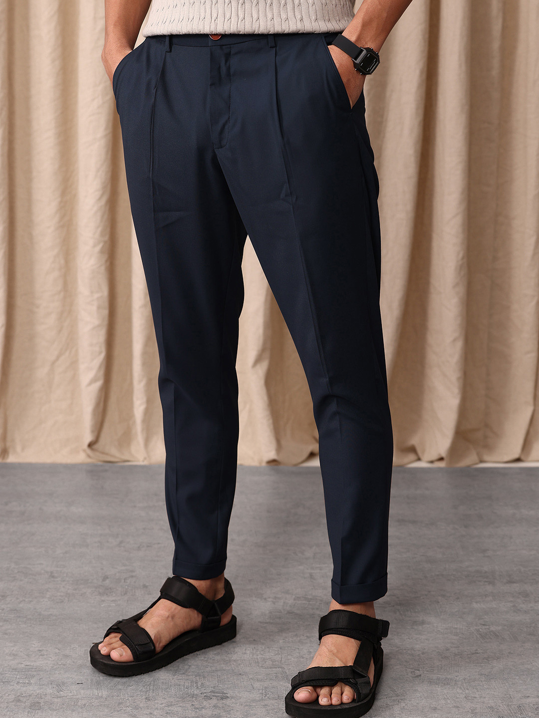 Mr Bowerbird Men Vintage Pleated Regular Fit Trousers