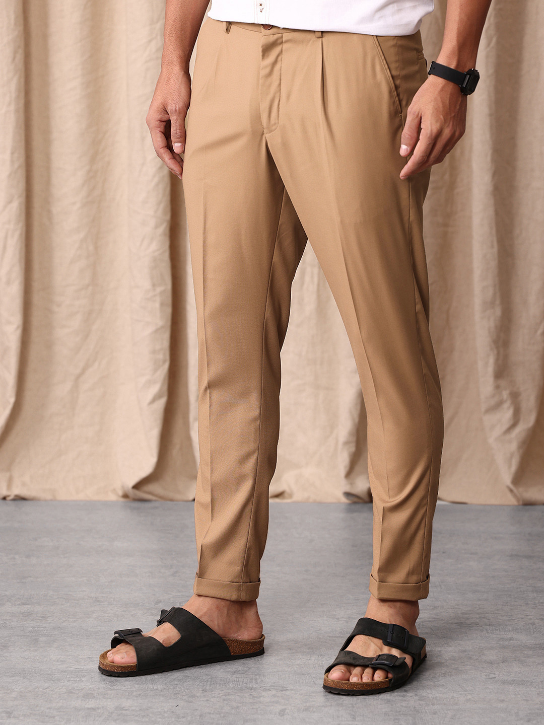 Mr Bowerbird Men Regular Fit Vintage Pleated Trousers