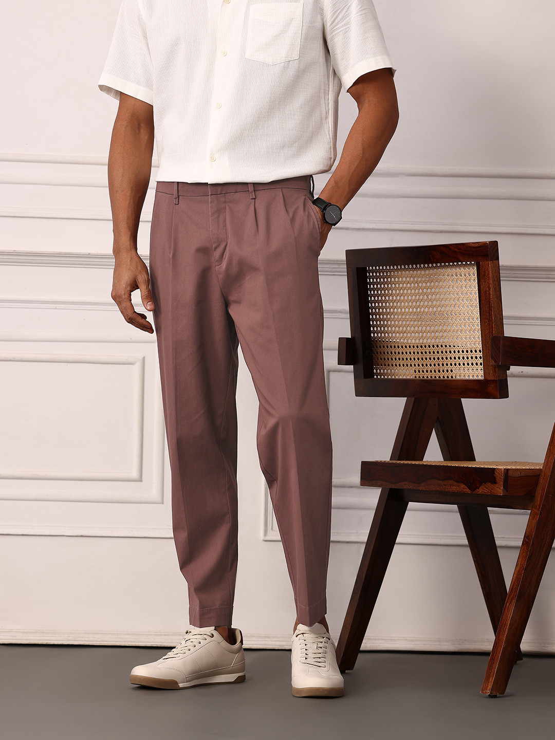 Mr Bowerbird Men Mid-Rise Pleated Oversized Fit Korean Trousers