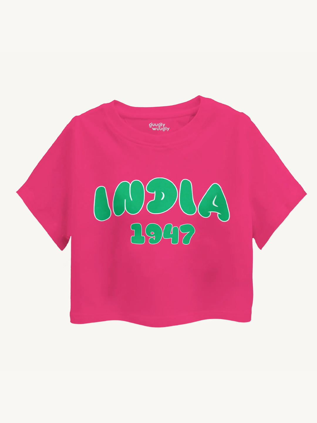Guugly Wuugly Super Soft Combed Compact Cotton India 1947 Pink Crop Top