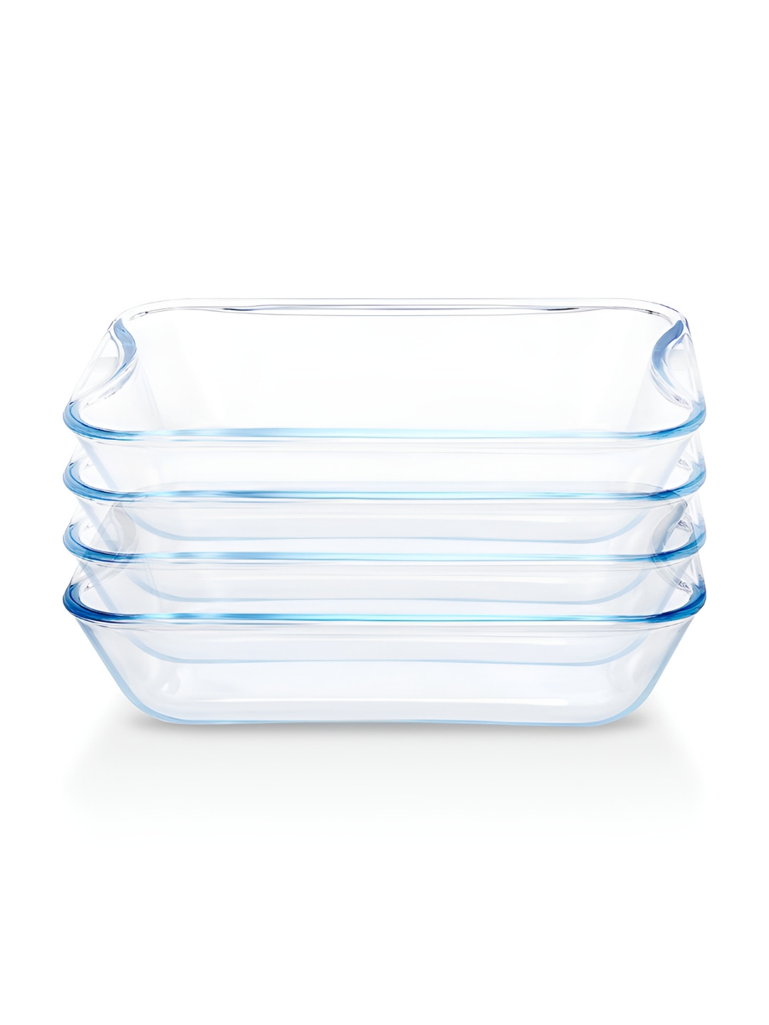 BOROSIL Transparent 4 Pieces Borosilicate Glass  Rectangle Baking Dish 1.5L Each