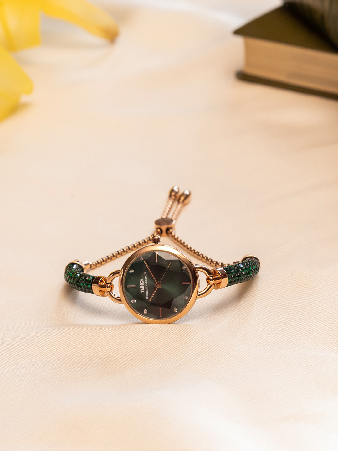 Perfectly Average Crystal Slider Green Watch Analog Watches