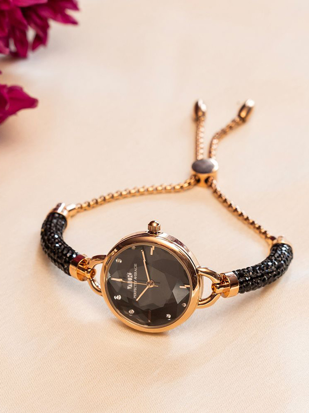 Perfectly Average Crystal Slider Black Watch Analog Watches