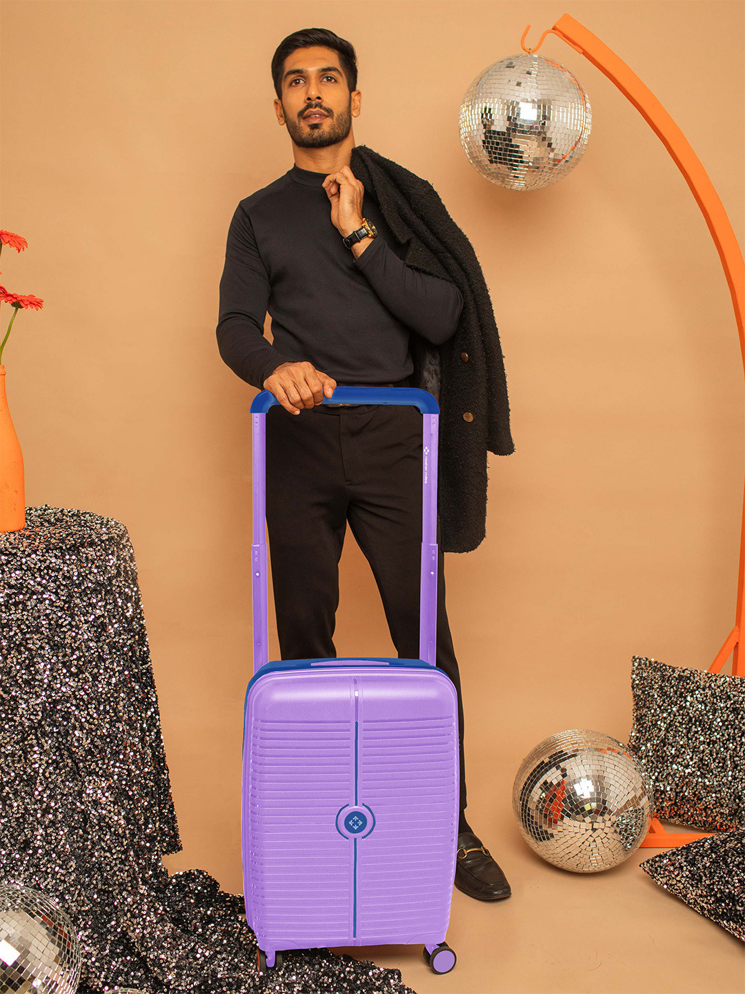 Nasher Miles Dubai Polypropylene Cabin Lavender Navy Blue Trolley Bag - 20 Inch (55 cm)