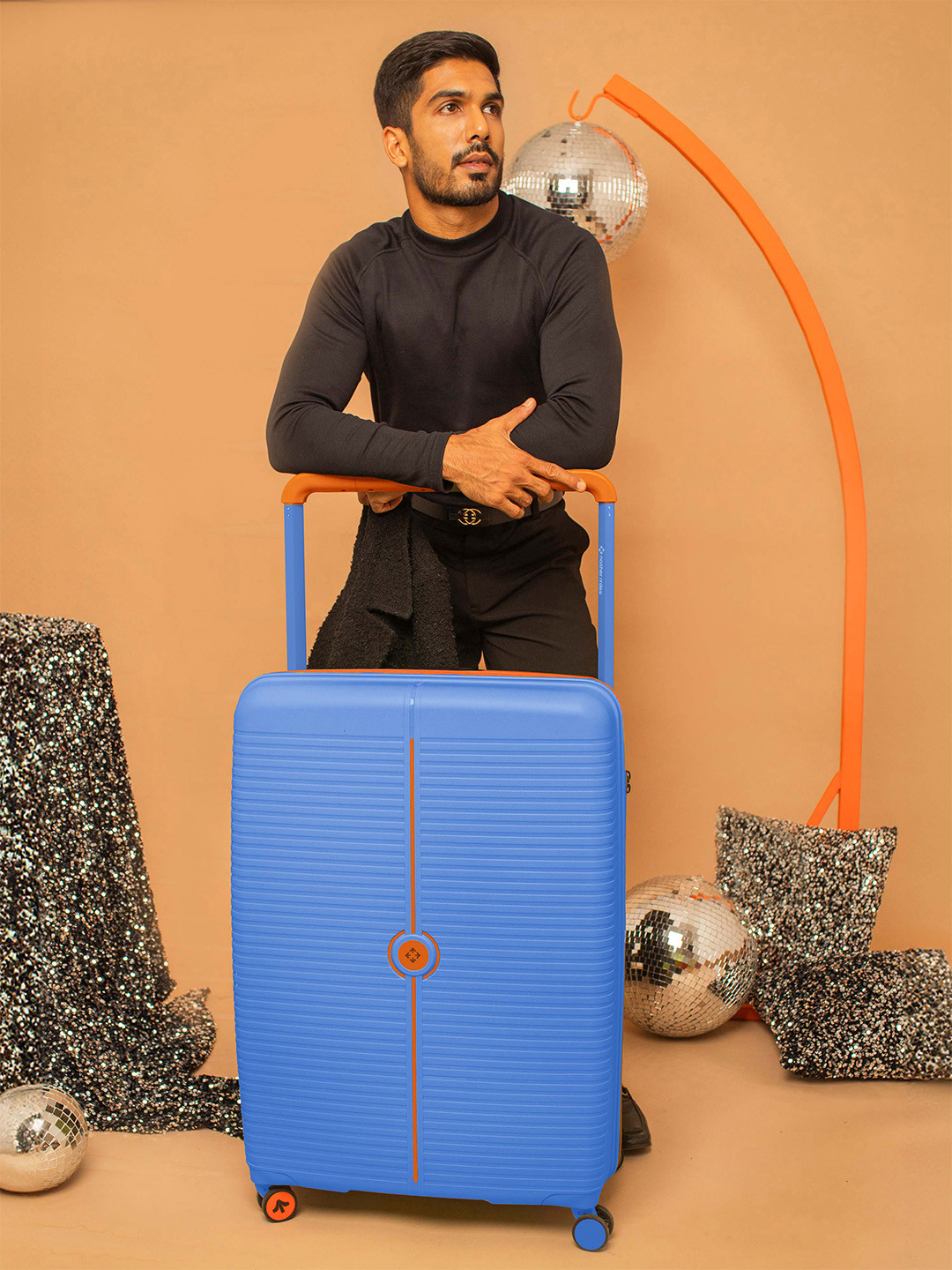 Nasher Miles Unisex Dubai Polypropylene Large Blue Orange Trolley Bag - 28 Inch (75 cm)