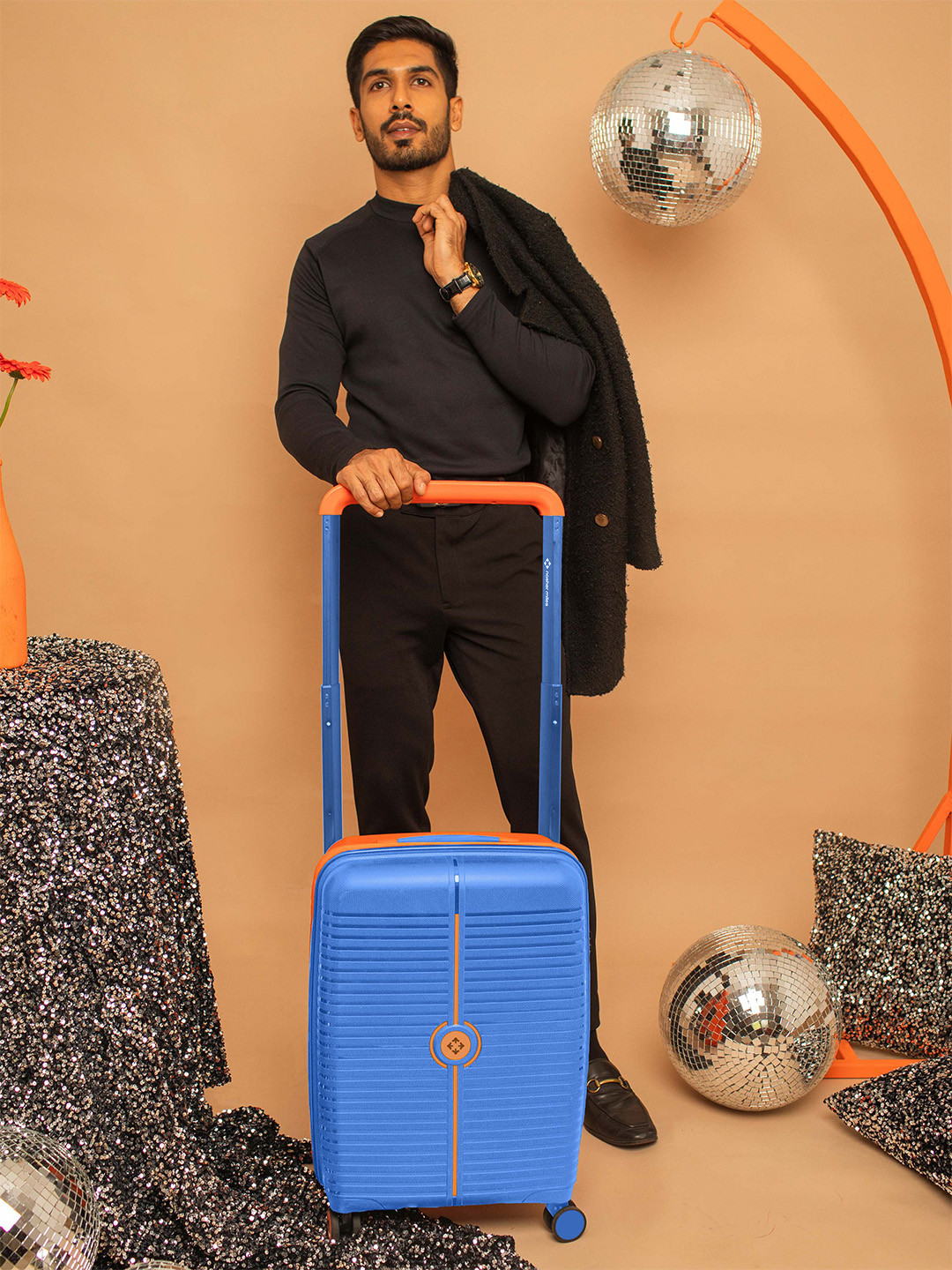 Nasher Miles Unisex Dubai Polypropylene Cabin Blue Orange Trolley Bag - 20 Inch (55 cm)