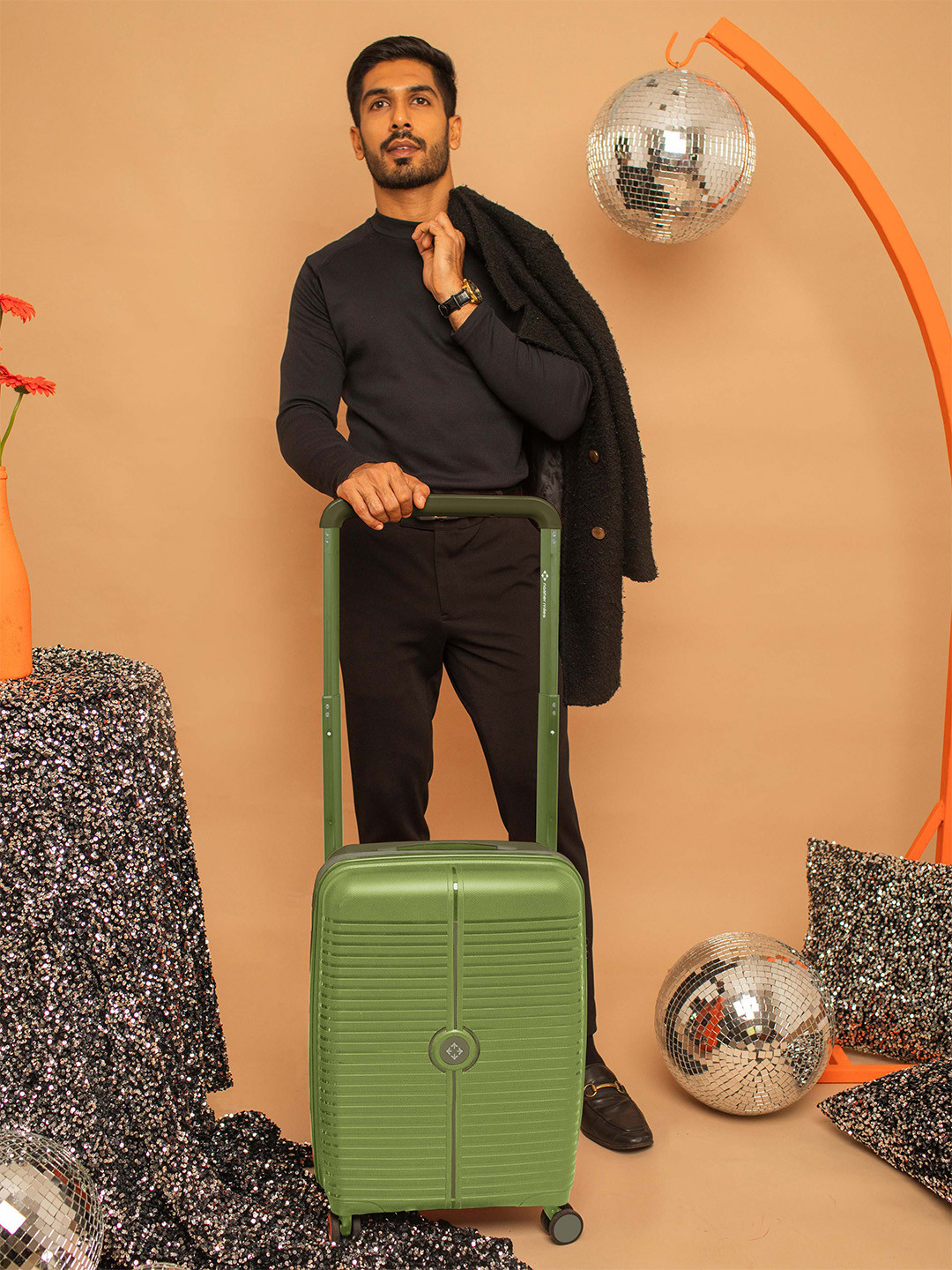 Nasher Miles Unisex Dubai Polypropylene Cabin Green & Brown Trolley Bag - 20 Inch (55 cm)