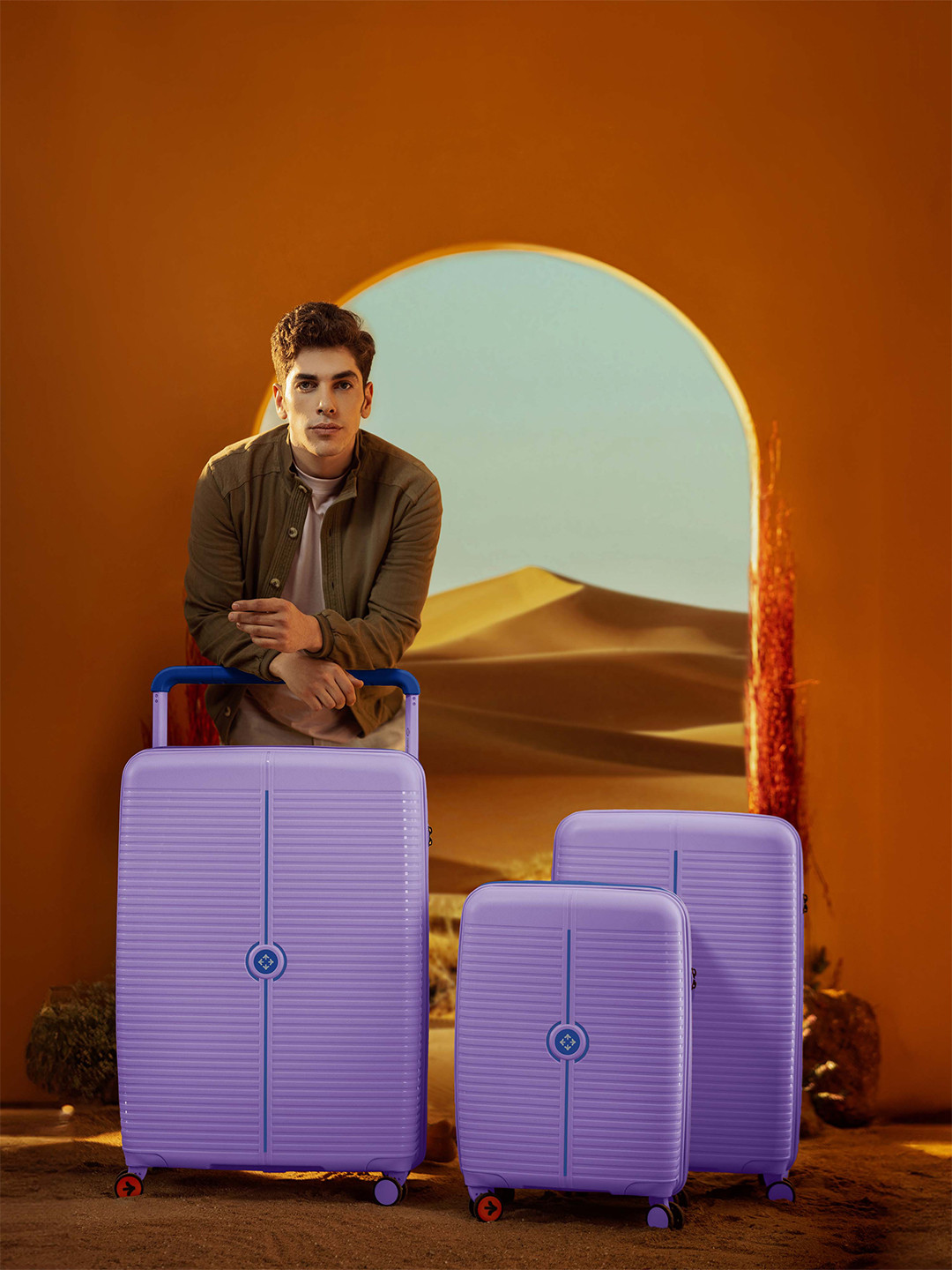 Nasher Miles Dubai Polypropylene Set of 3 S/M/L Lavender Trolley Bags (55-65-75cm)