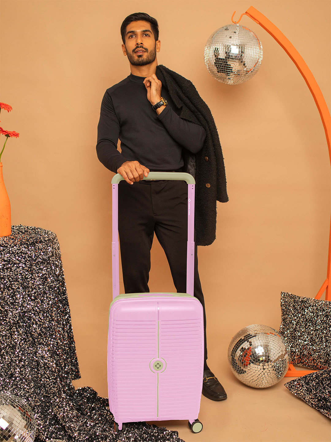 Nasher Miles Unisex Dubai Polypropylene Cabin Pink Cream Trolley Bag - 20 Inch (55 cm)