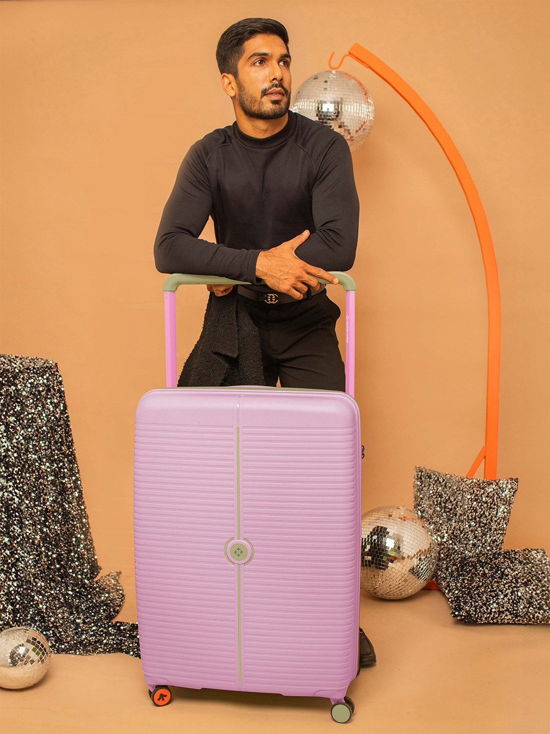 Nasher Miles Unisex Dubai Polypropylene Large Pink Cream Trolley Bag - 28 Inch (75 cm)