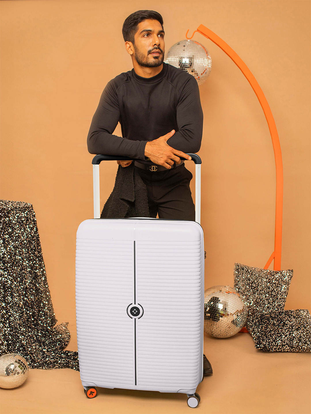 Nasher Miles Unisex Dubai Polypropylene Large White Black Trolley Bag - 28 Inch (75 cm)