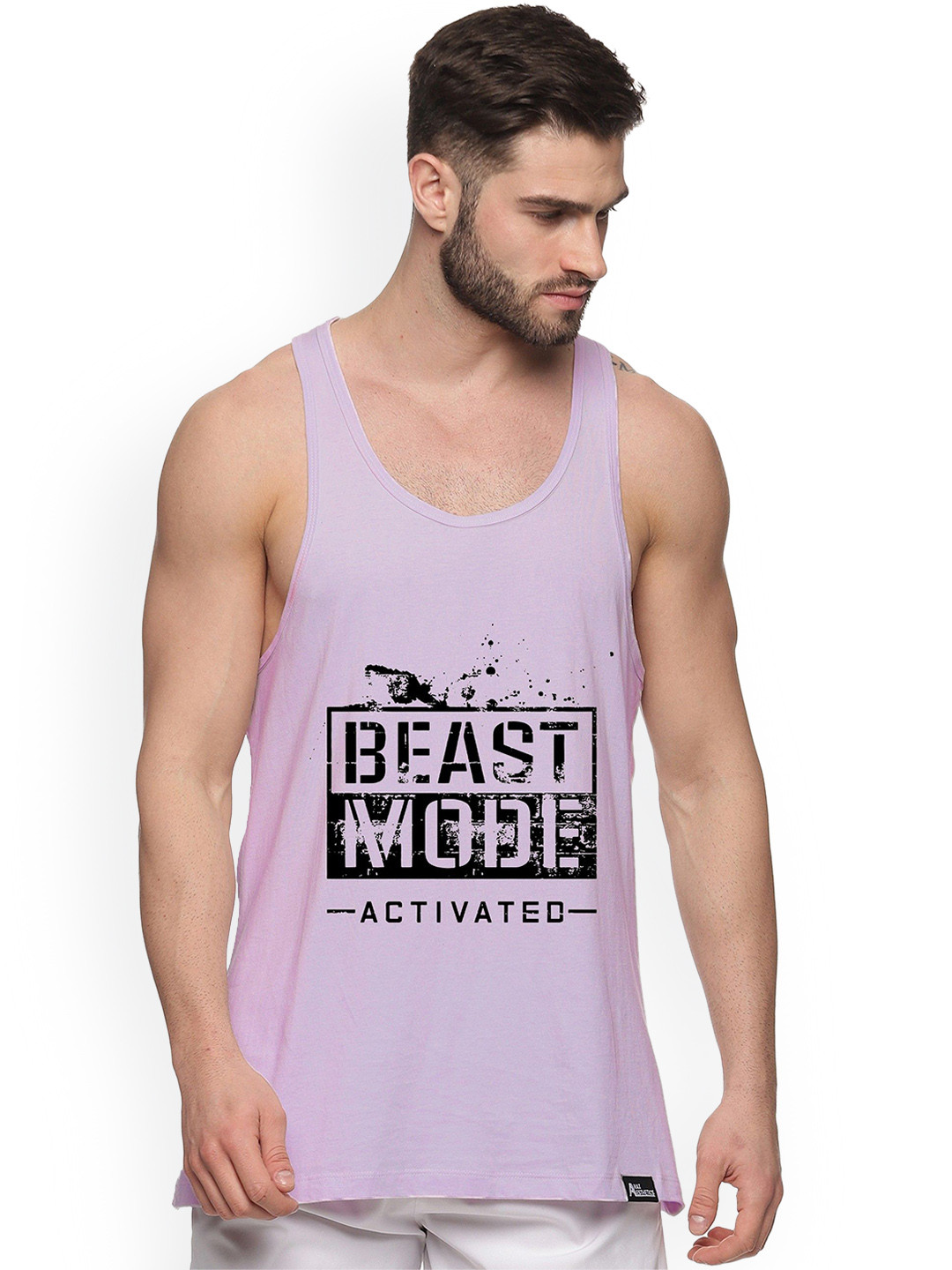 Anax Aesthetics Men Cotton Printed Sleeveless Pastel Sando Gym Vest Stringer Tank Top