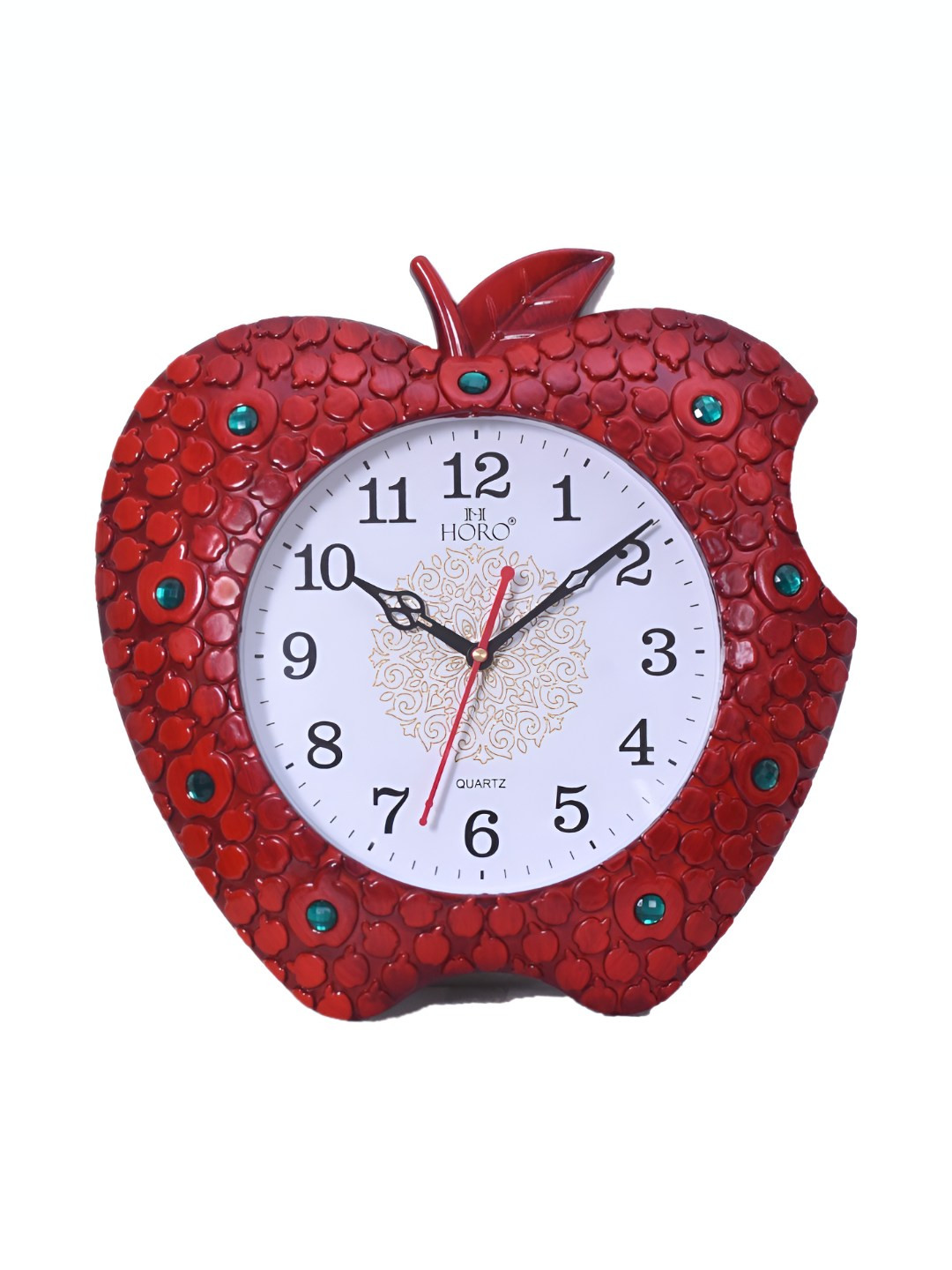 Horo Red Plastic Large Display Quirky Battery Analogue Wall Clock