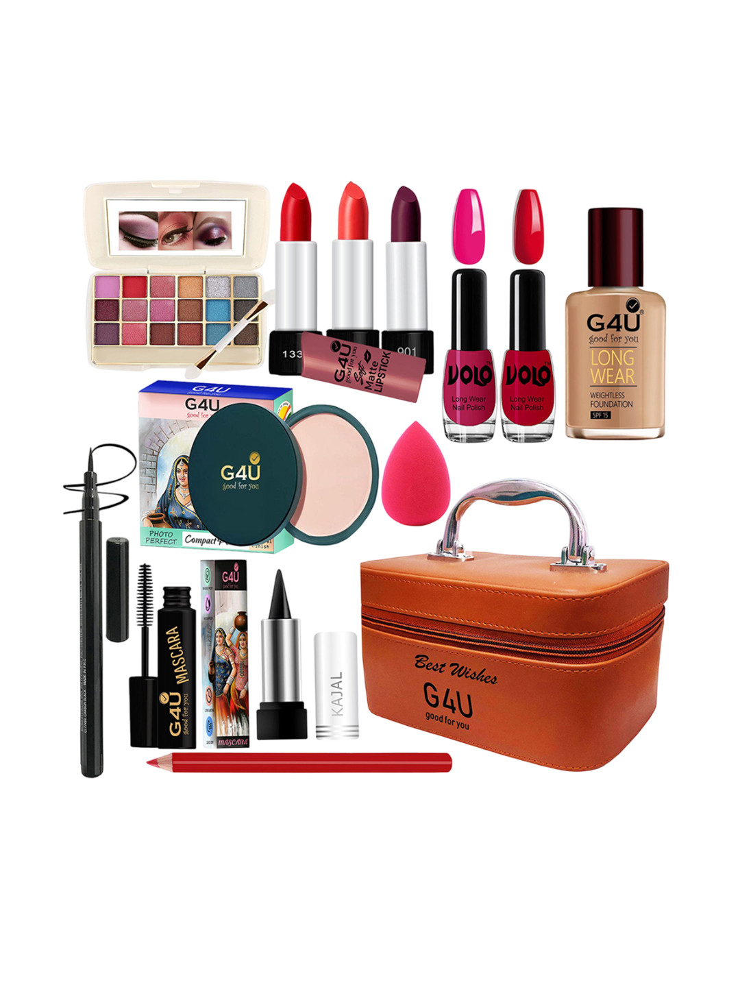 G4U All in One Makeup Kit Gift Set & Perfect for Party makeup Casual makeup With Makeup Box -18Pcs ST54