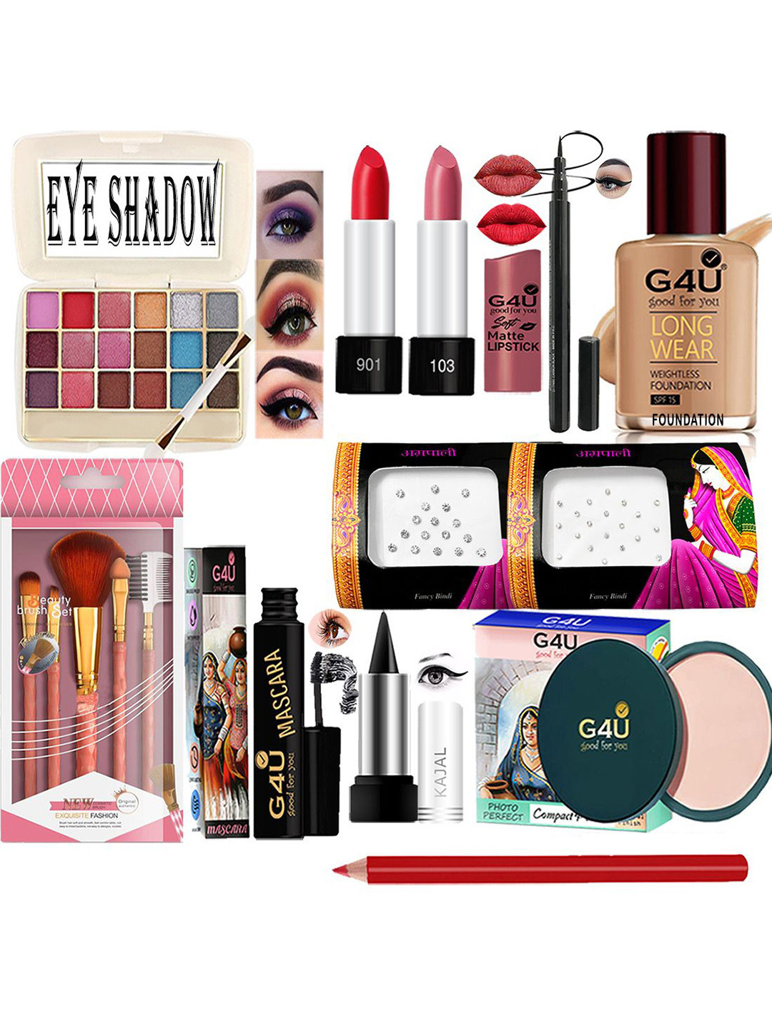 G4U 16Pcs Makeup Kit Classics Cute & Bold Makeup Set 02M2023A07