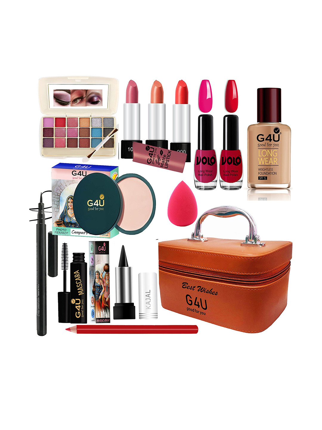 G4U All in One Makeup Kit Gift Set & Perfect for Party makeup Casual makeup With Makeup Box -18Pcs ST56