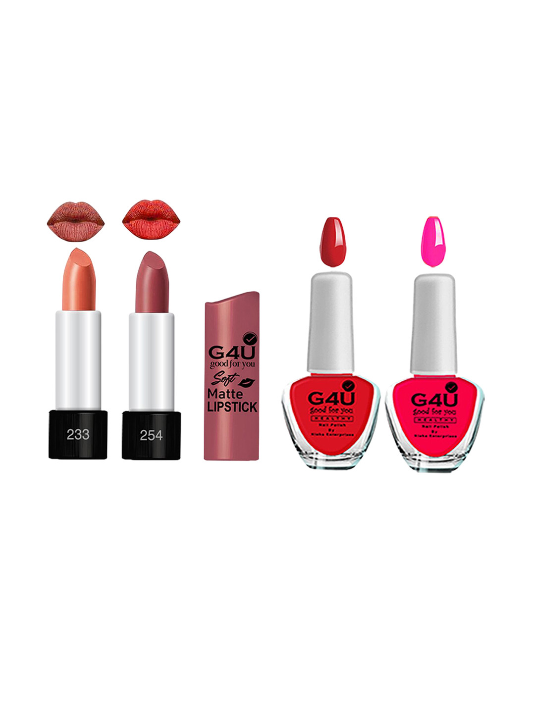 G4U Makeup Set for Women 2 Nail Polish & 2 Lipsticks 03122405