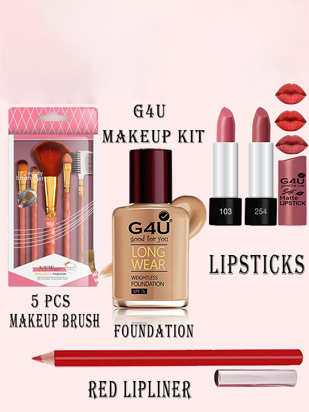 G4U 16 Piece Complete Makeup Kit for women  Glamour  Festive Makeup Set 84
