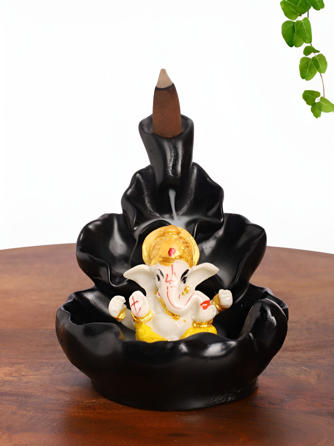 INTERNATIONAL GIFT Ganesh Idol Waterfall Yellow Polyresin Glossy Prayer Room Medium Showpiece - 1.8 Inches