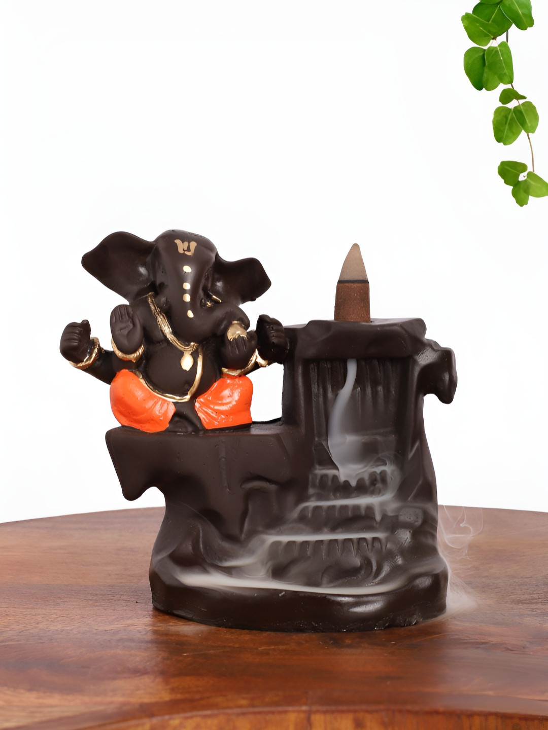 INTERNATIONAL GIFT Ganpati Orange Polyresin Matte Prayer Room Medium Showpiece - 2 Inches