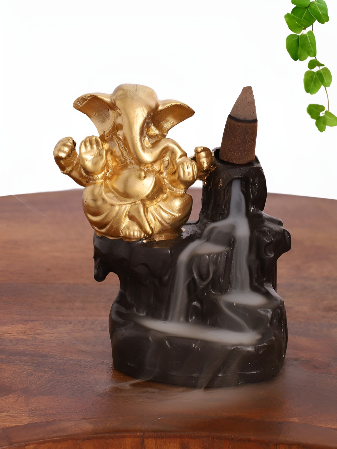 INTERNATIONAL GIFT Ganpati Gold Polyresin Glossy Prayer Room Medium Showpiece - 1.6 Inches