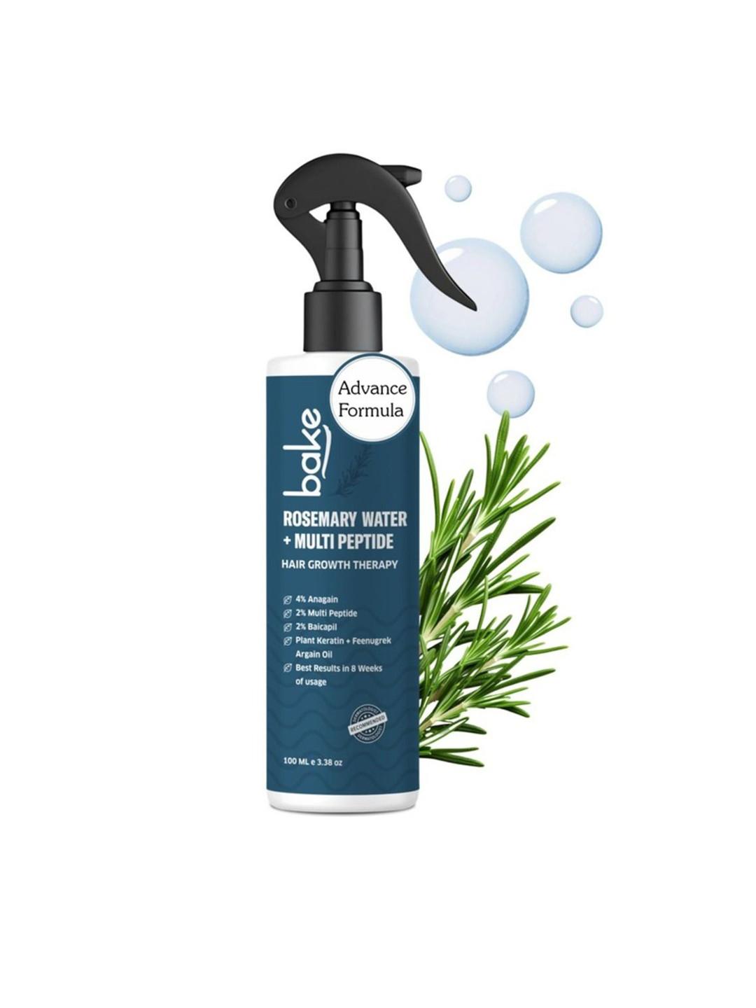 BAKE Rosemary Water Hair Growth Spray with Multi Peptides for Hair Fall Control - 100 ml