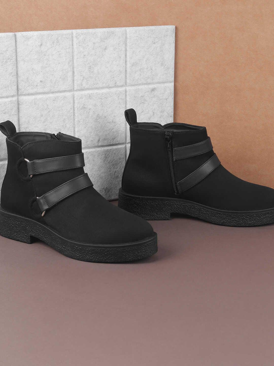 Metro Women Heeled Regular Boots with Strap Detail