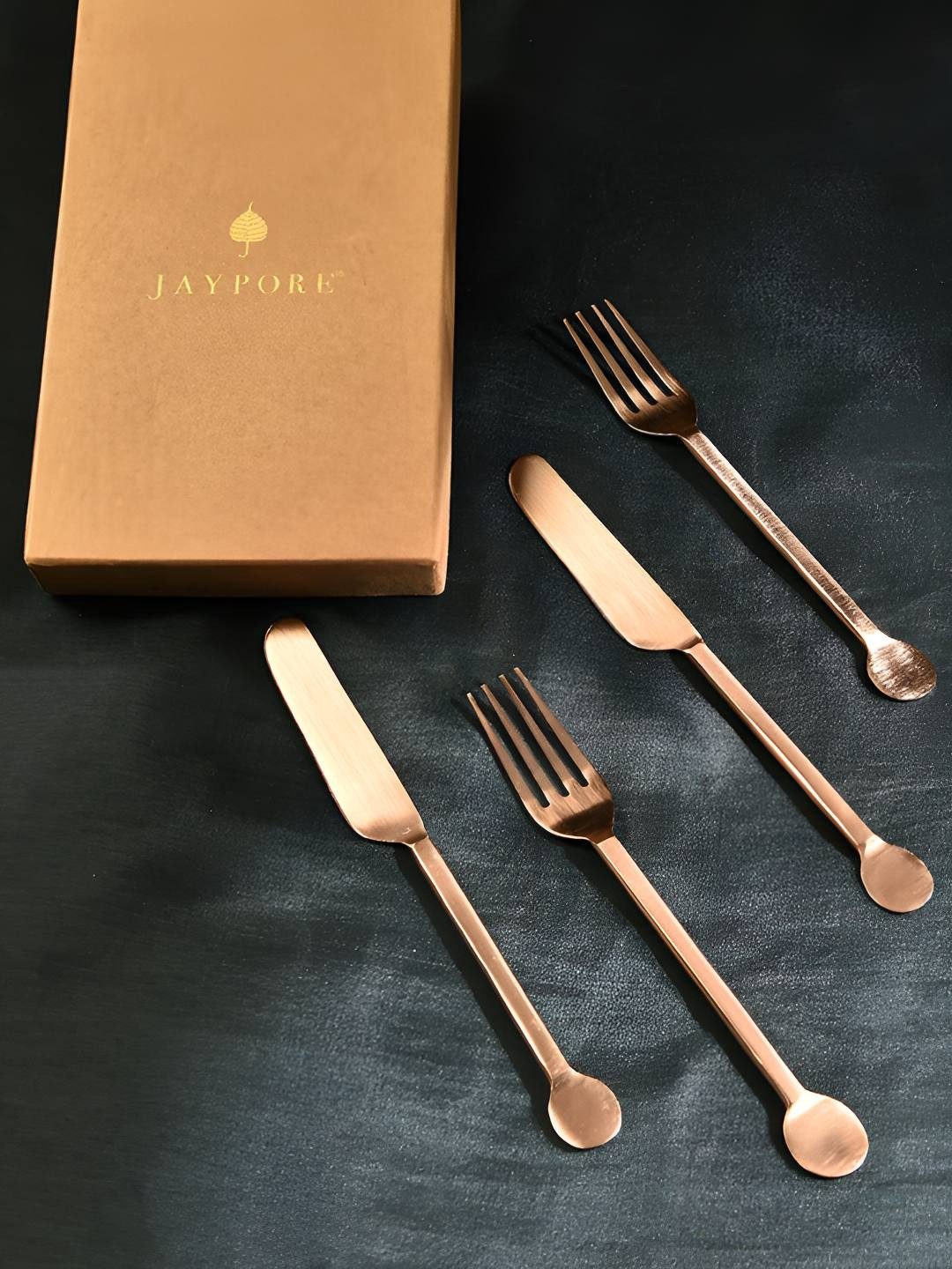 JAYPORE Rose Gold Stainless Steel Cutlery Set of
