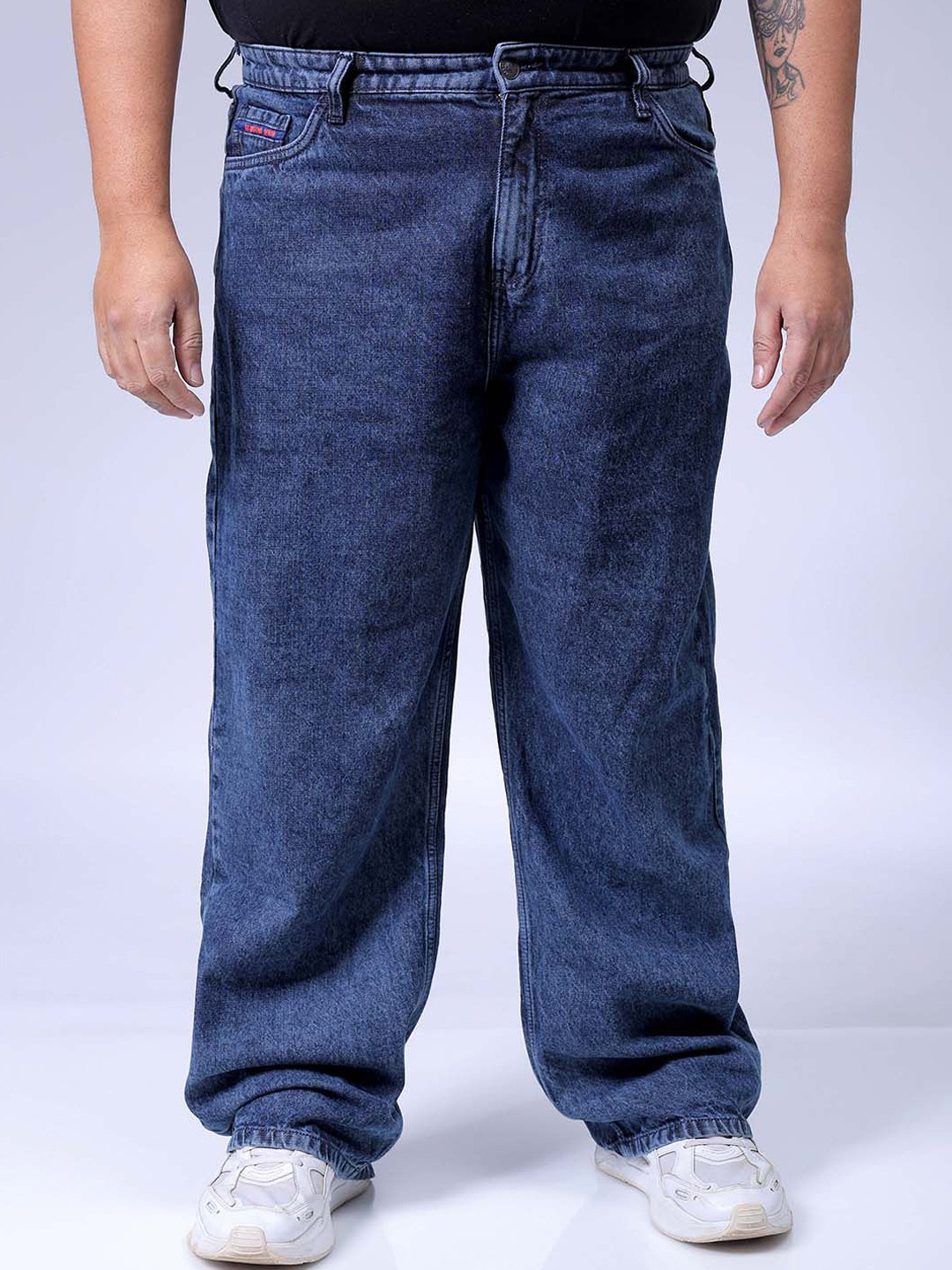HARDSODA Men Plus Size Mid-Rise Baggy Fit Pure Cotton Jeans