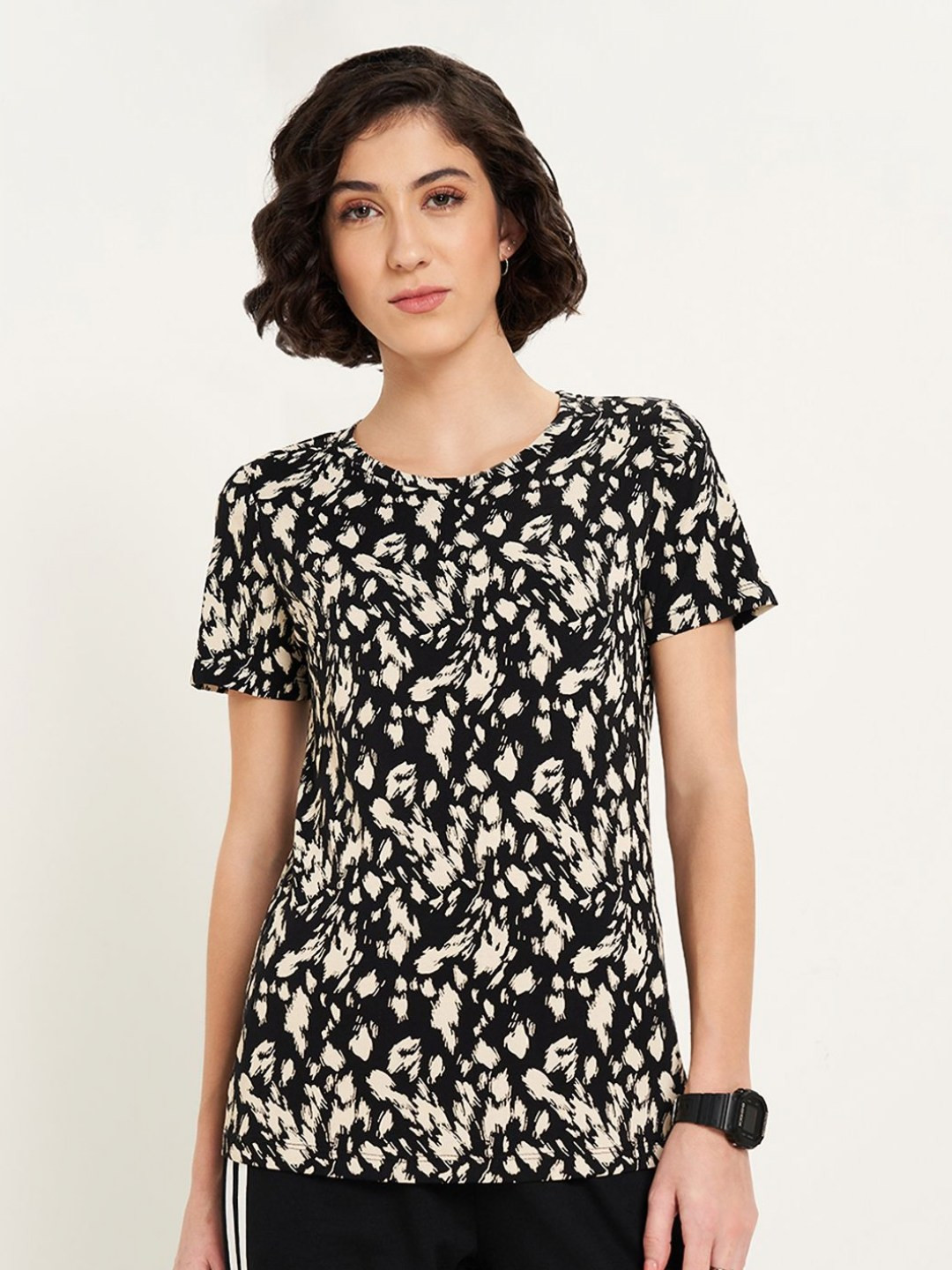 Ajile by Pantaloons Women Abstract Printed Cotton T-shirt