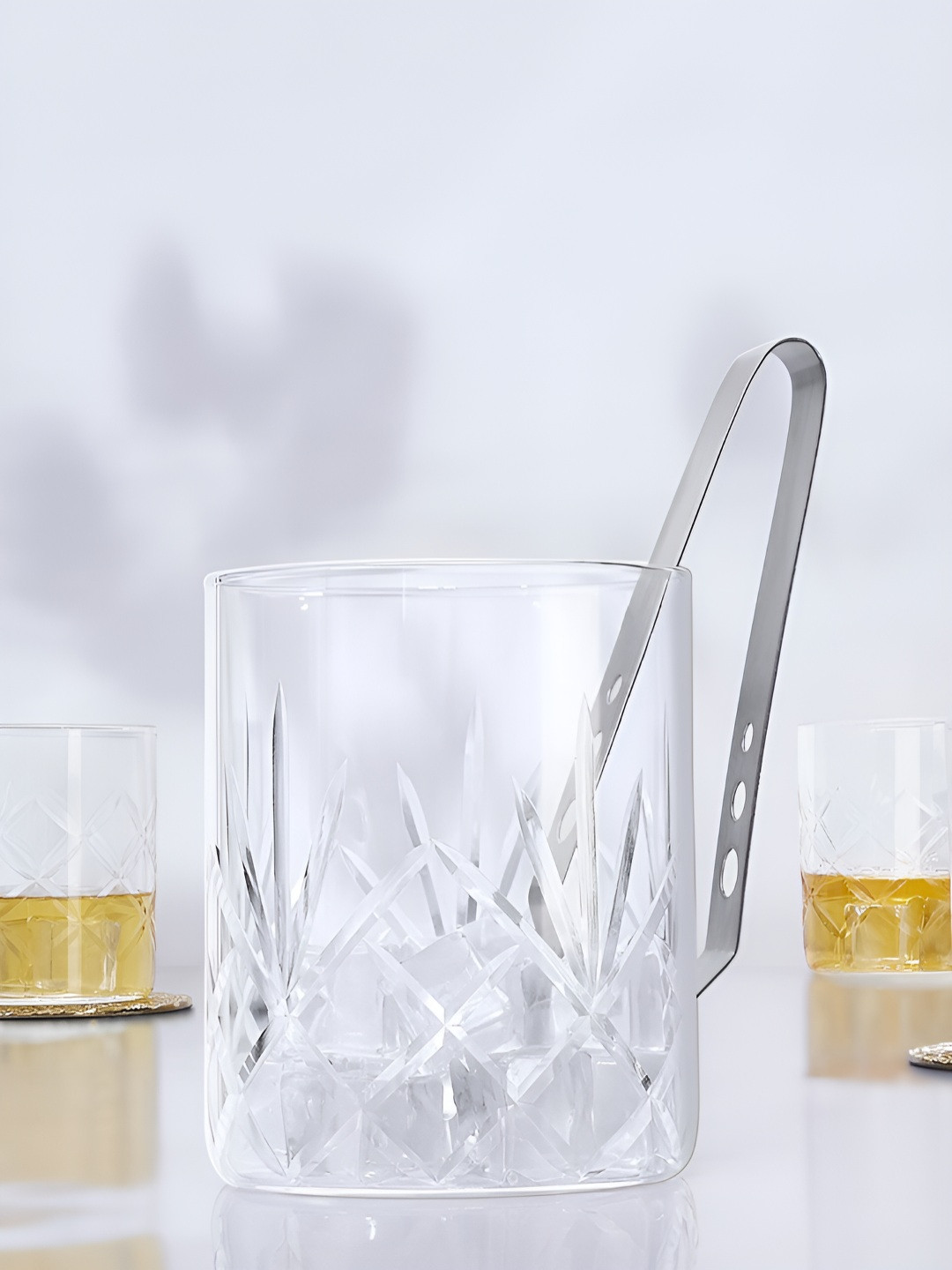 BOROSIL Krystalia Transparent Borosilicate Glass Hand-Etched Ice Buckets 600ml