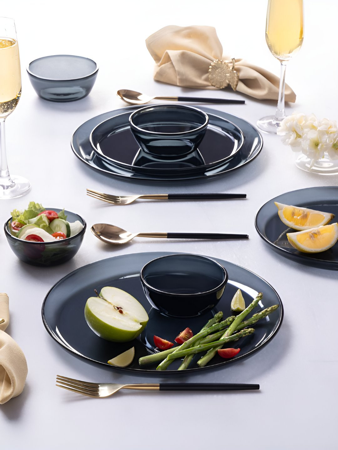 BOROSIL Aura Grey Solid Borosilicate Glass Microwave Safe 20 Piece Dinner Set