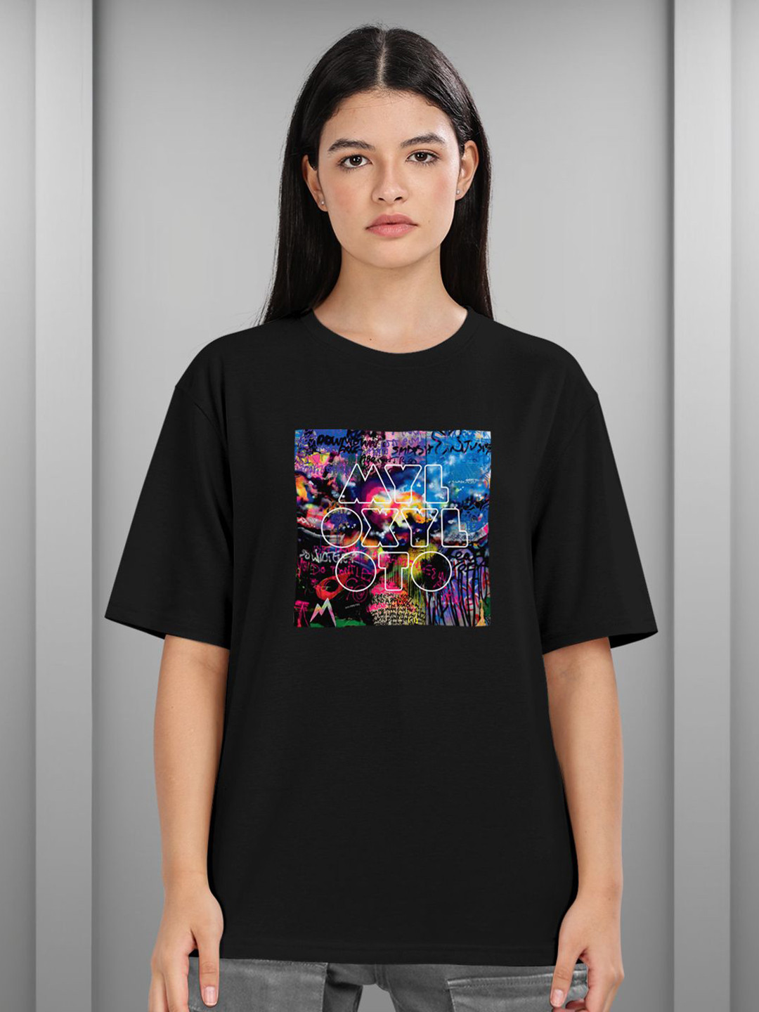 HELLCAT Women Graphic Printed Oversized Cotton T-shirt