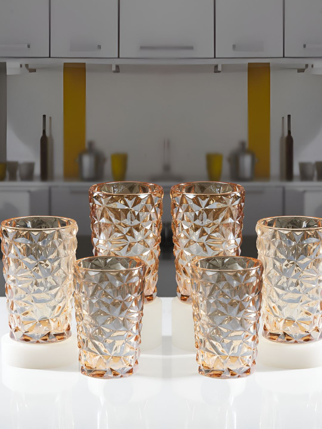 Kookee Orange 6 Pieces Crystal Drinking Glasses - 300ml each