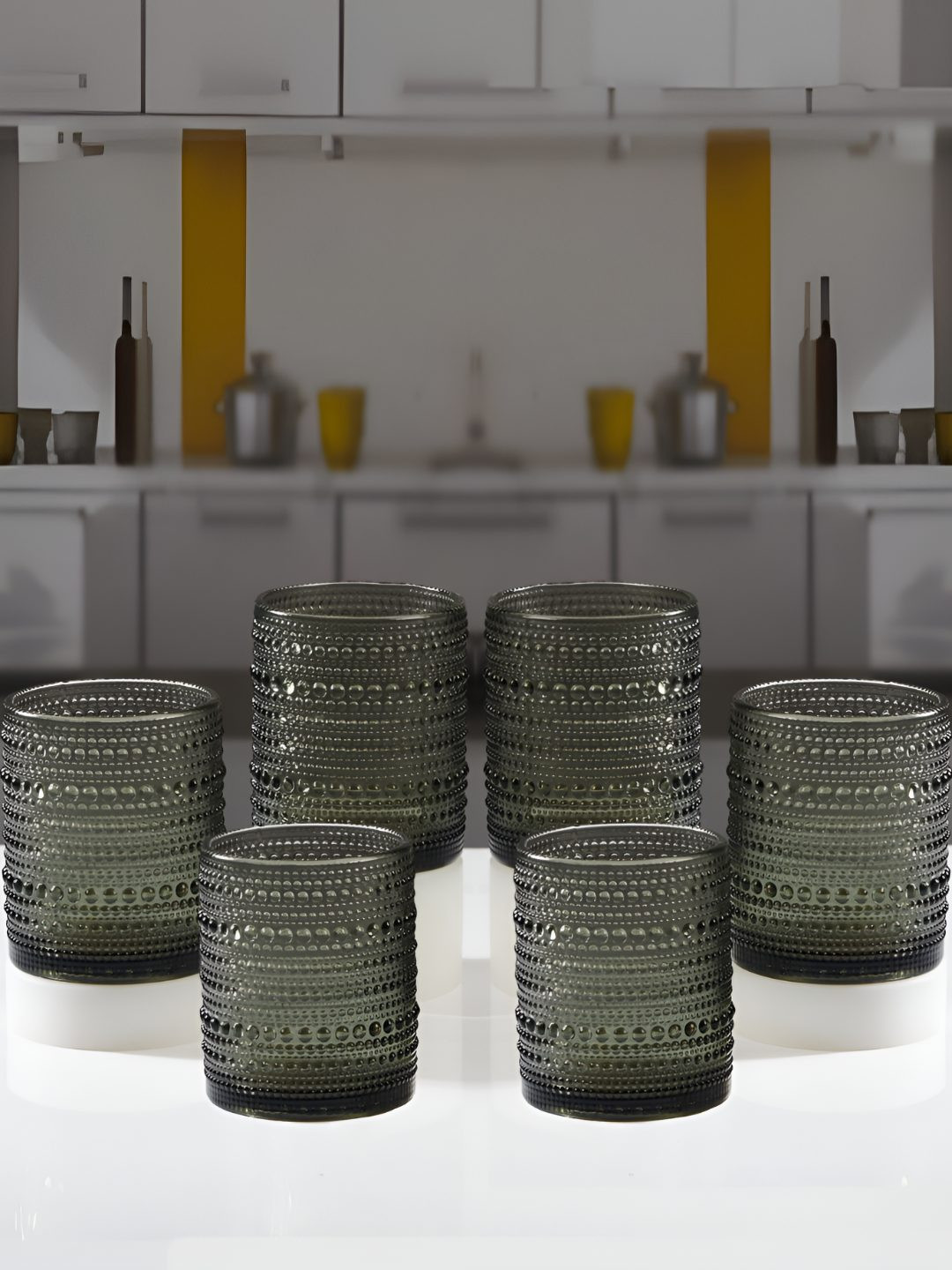 Kookee Grey 6 Pieces Glass Crystal Whiskey Glasses 300ml Each