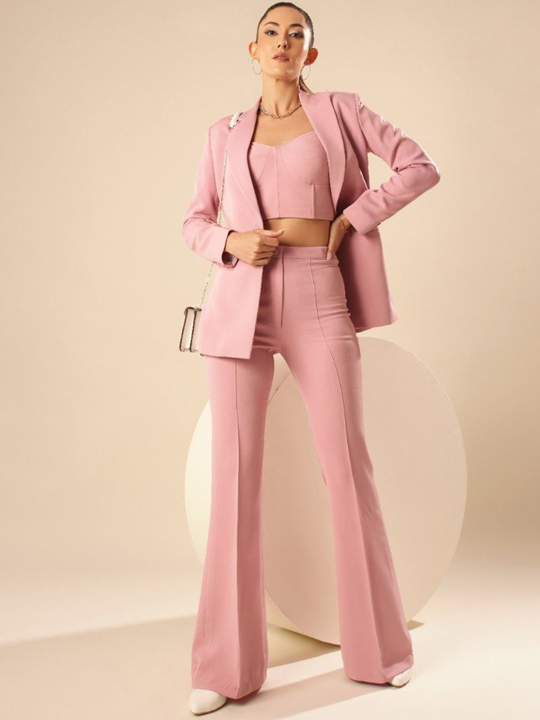 VOLCAPE PEARL Peaked Lapel Collar Single-Breasted Slim Fit Blazer With Trousers