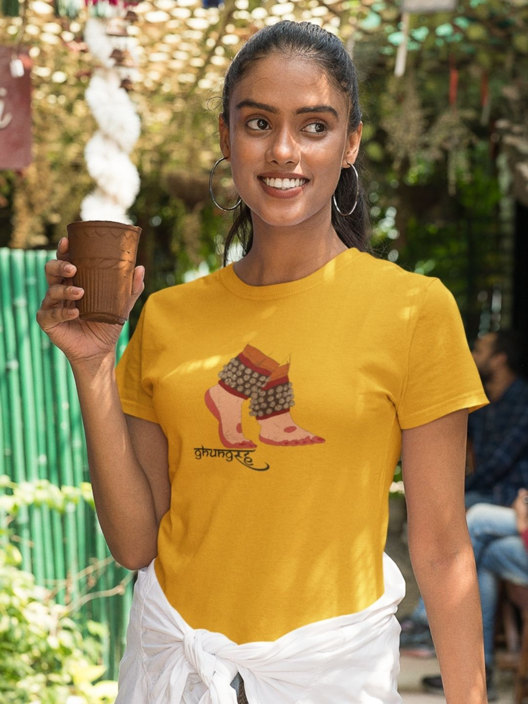 The Mad Riyazi Women GhungRuuh Graphic Printed Round Neck Cotton T-shirt