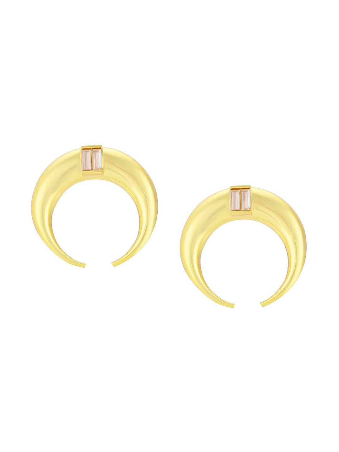 BBlingg Gold-Plated Artificial Stones Studded Crescent Shaped Studs
