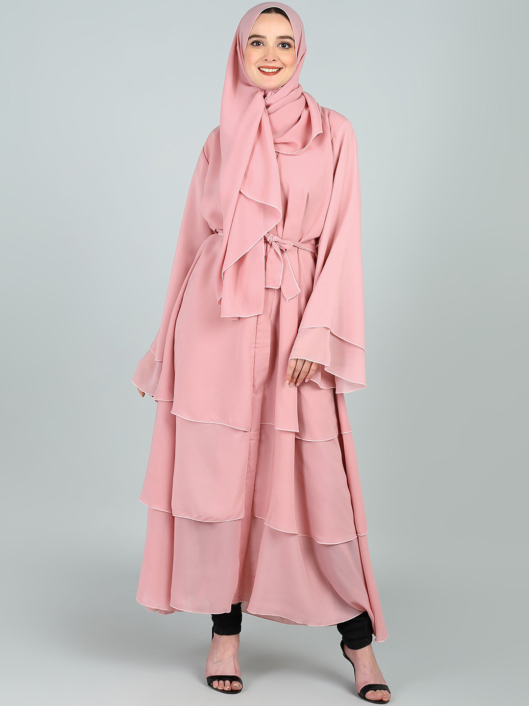 BROKE BRAND Women Solid Abaya Burqa With Scarf