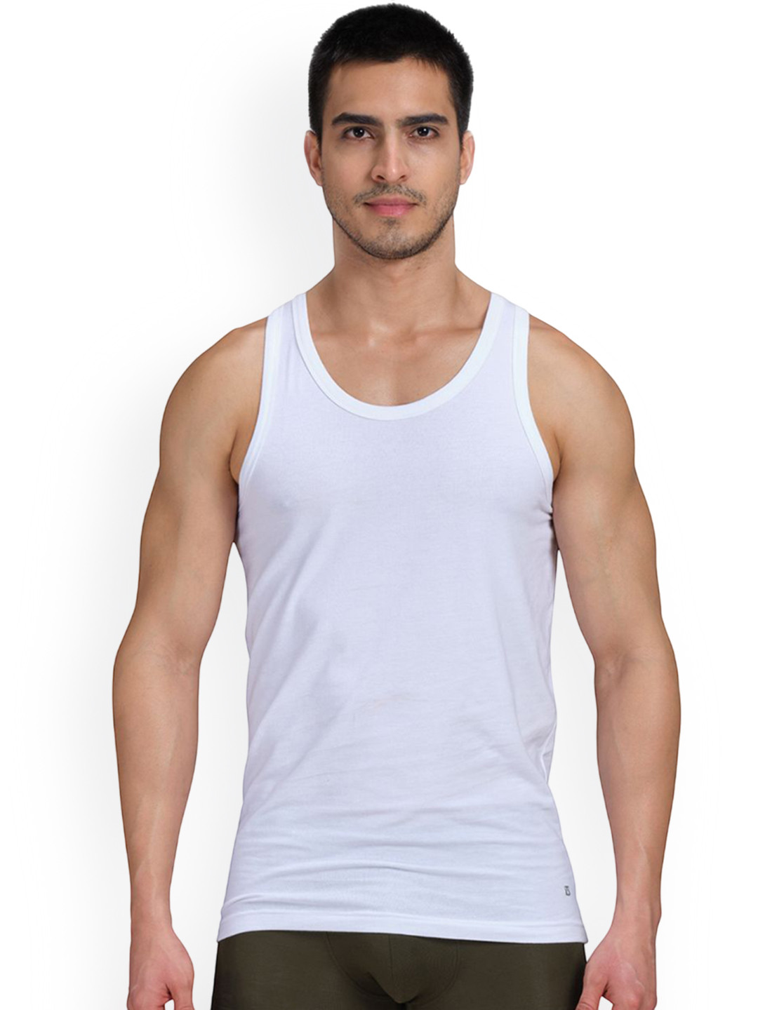 VStar Men Round Neck Sleeveless Vest - CB 03-WHITE