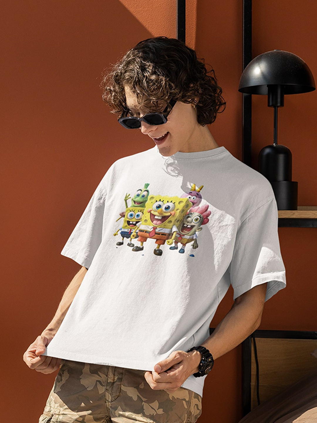 TheBTclub Sponge Bob Graphic Oversized Cotton T-shirt