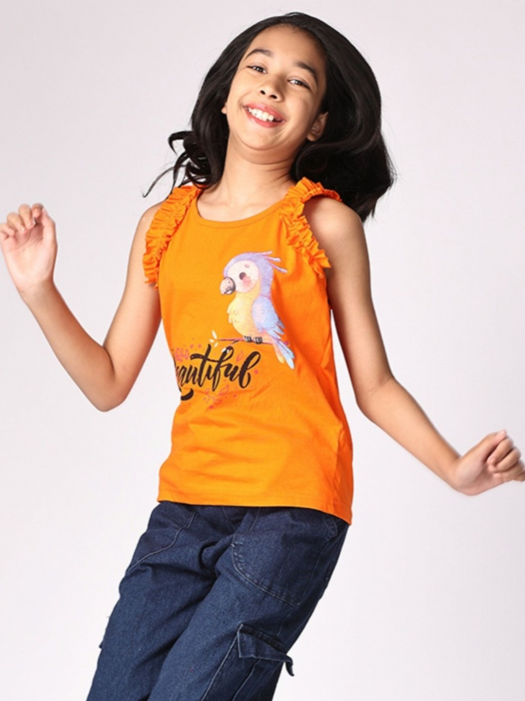 TotzTouch Girls Typography Printed Cotton T-shirt