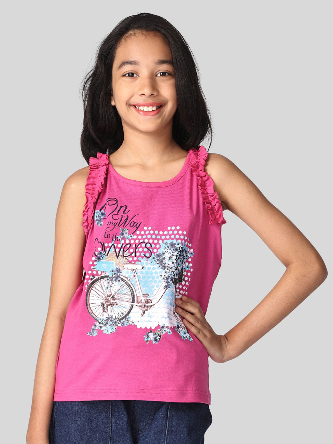 TotzTouch Girls Typography Printed Cotton T-shirt