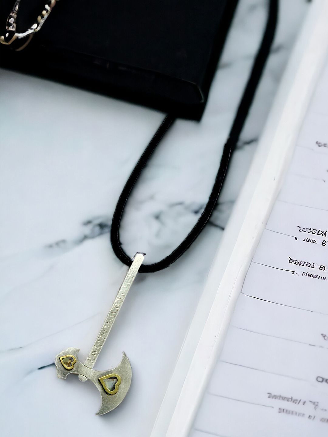 The Roadster Lifestyle Co. Men 925 Sterling Silver Minimal Leather Cord Pendant With Chain