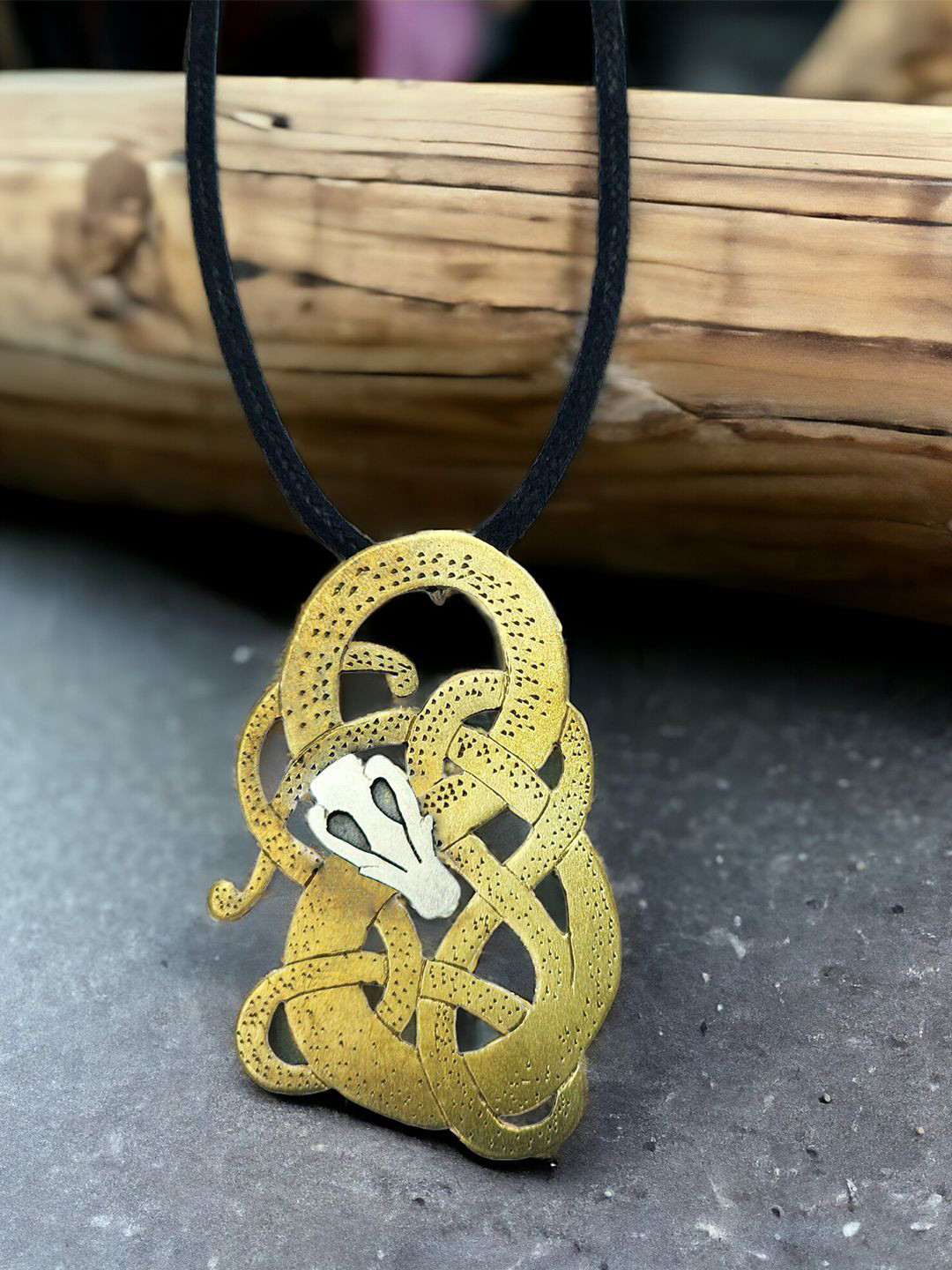 The Roadster Lifestyle Co. Men Big Size Serpant With Leather Cord Pendant With Chain