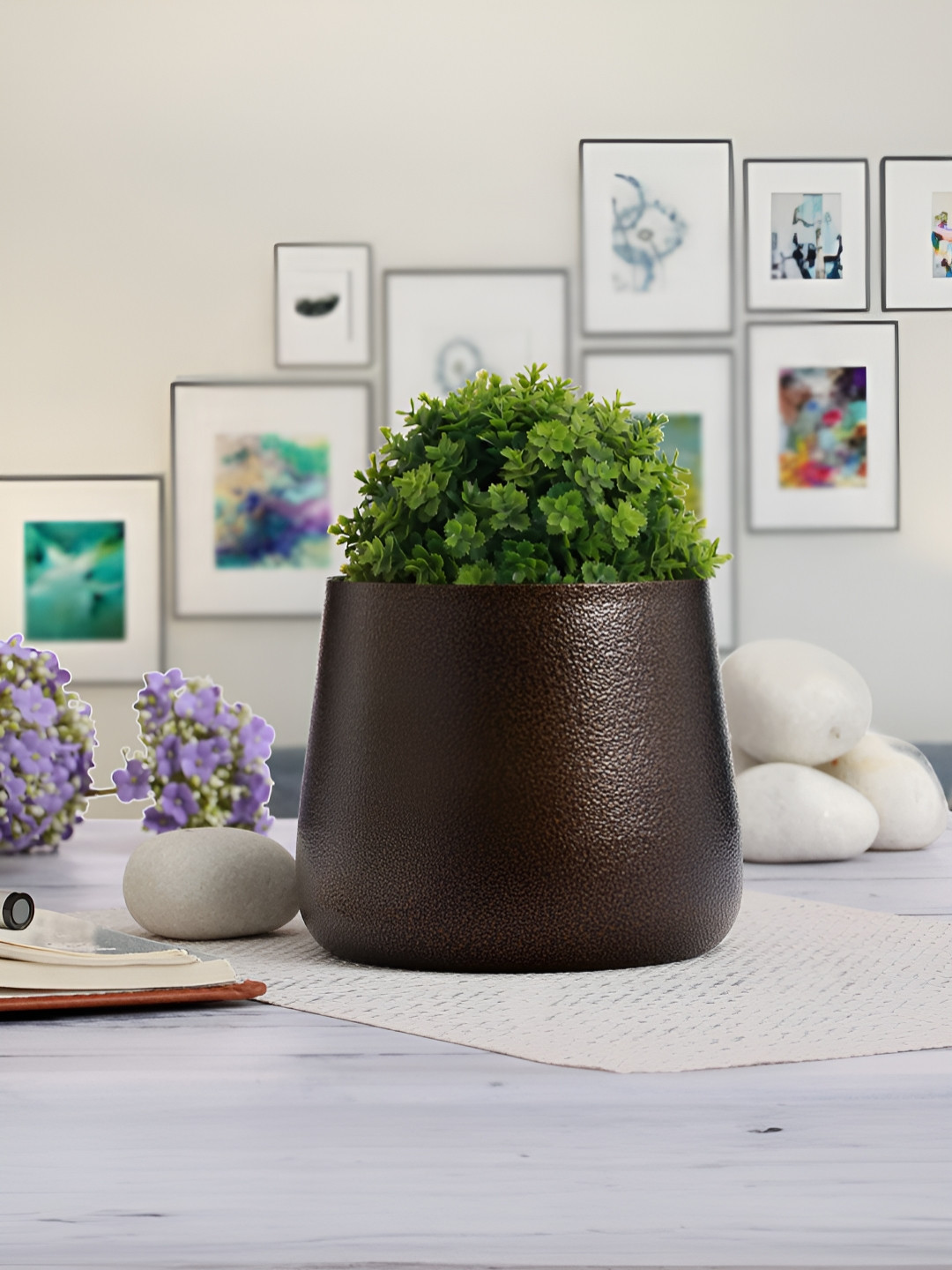 Homspurts Brown Textured Eco Friendly Petite Blooms Planter