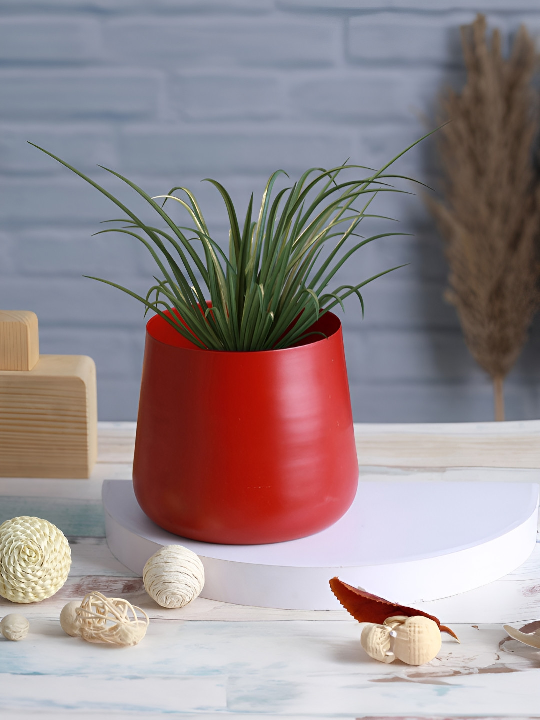 Homspurts Red Metal Blooms Planter